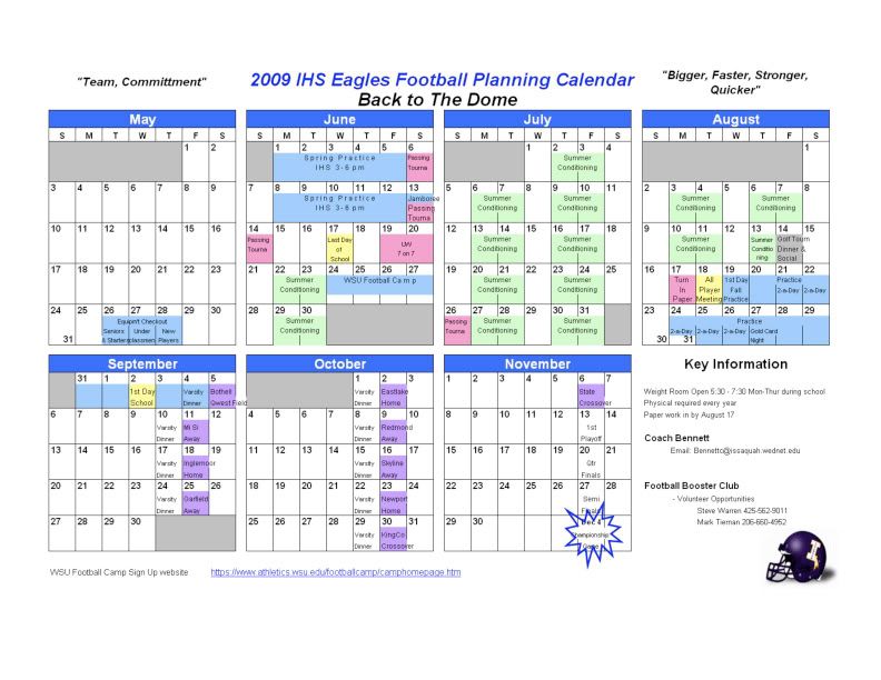 2009 Football Calander