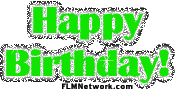 Glittering Happy Birthday in Green