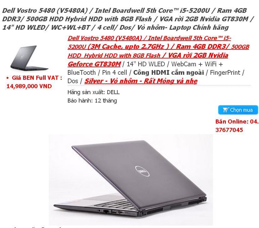 [Nhờ các cao thủ tư vấn] có nên mua Dell Vostro 5480 (V5480A)