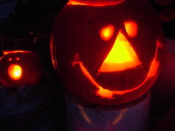 clown and small pumpkin