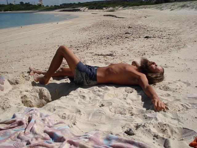 Me sunbaking on one of the local beaches.