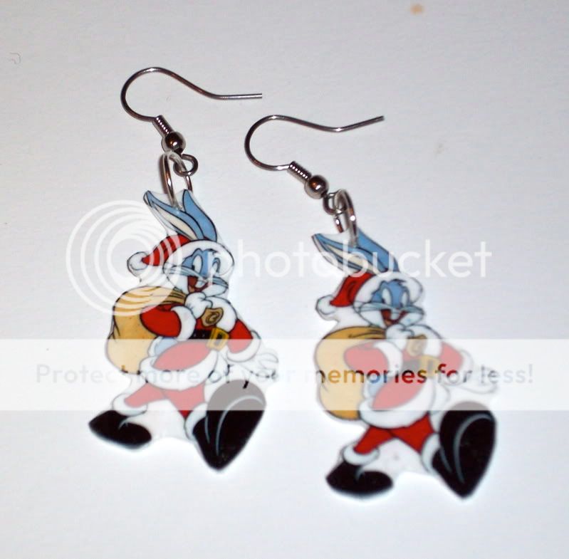 Bugs Bunny earrings disney,santa,christmas,cartoons,fun  