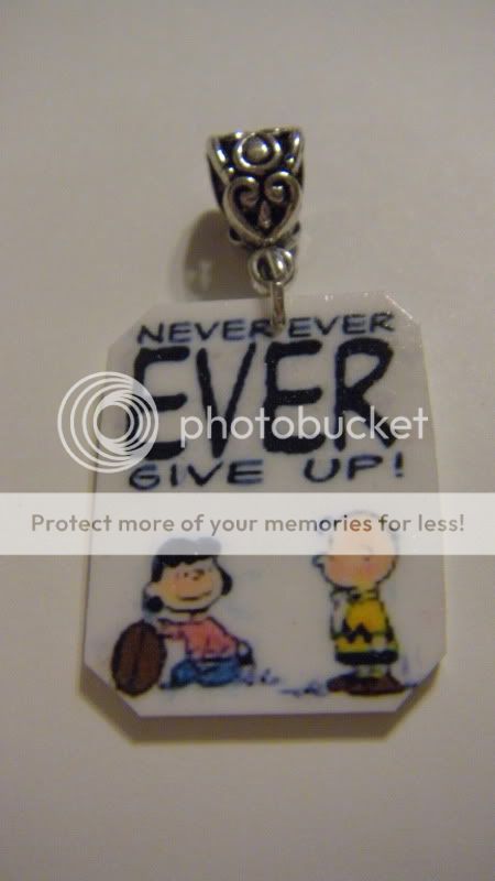 Never give up Charlie Brown Pendant Peanuts jewelry FUN  