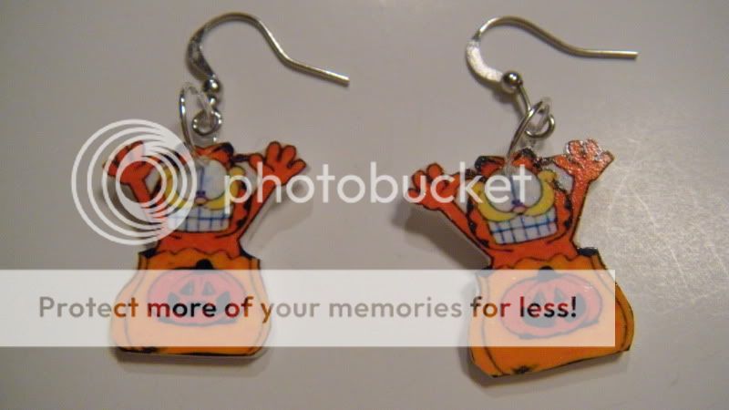 Halloween Garfield trick or treat pumpkin earrings CUTE  