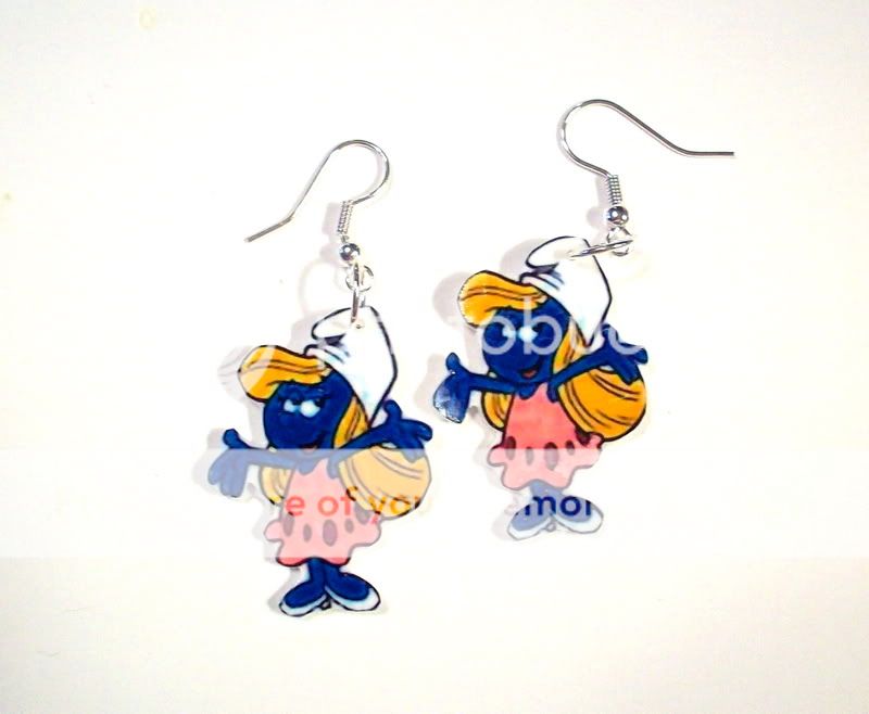 Smurf earrings Smurfette,girl,blue,fashion jewelry,fun  