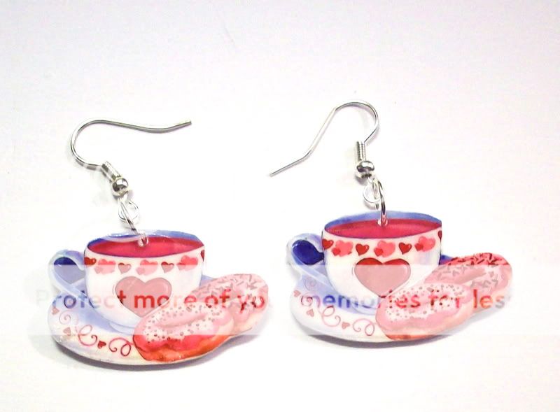 Tea Cup earrings fashion,hearts valentine jewelry,retro  