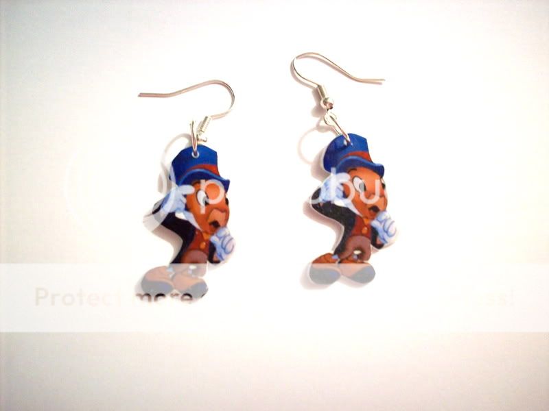 Jimmy Cricket earrings disney,jewelry,ooak,magical,vtg  