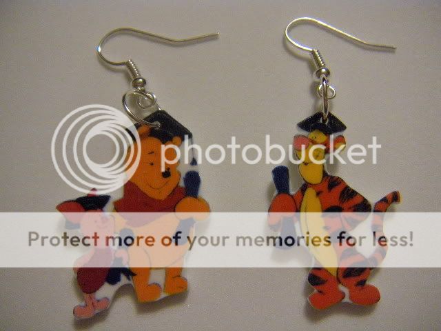 Disney Tigger Piglet Pooh Graduation Earrings jewelry  