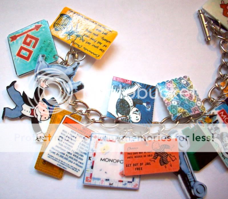 Monopoly Bracelet UNIQUE games,charms,money,altered art  