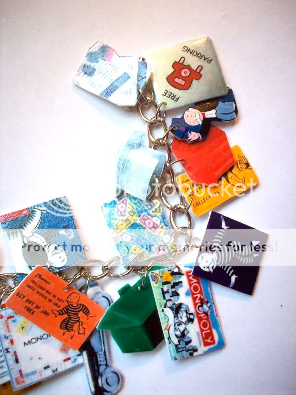 Monopoly Bracelet UNIQUE games,charms,money,altered art  