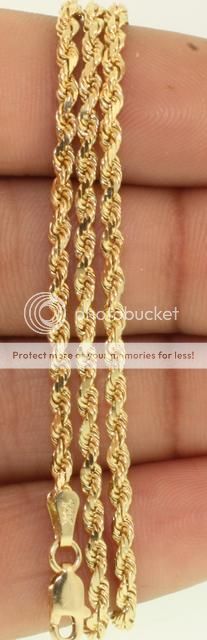 14k yellow gold 2mm rope necklace 16 diamond cut estate  