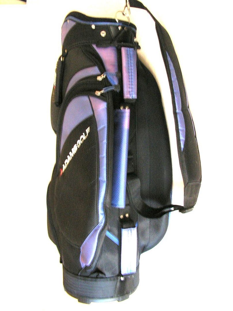 Very Nice ADAMSGOLF BLACK/BLUE CART BAG, 7.5 x 11 Inch, 6 Section Top 