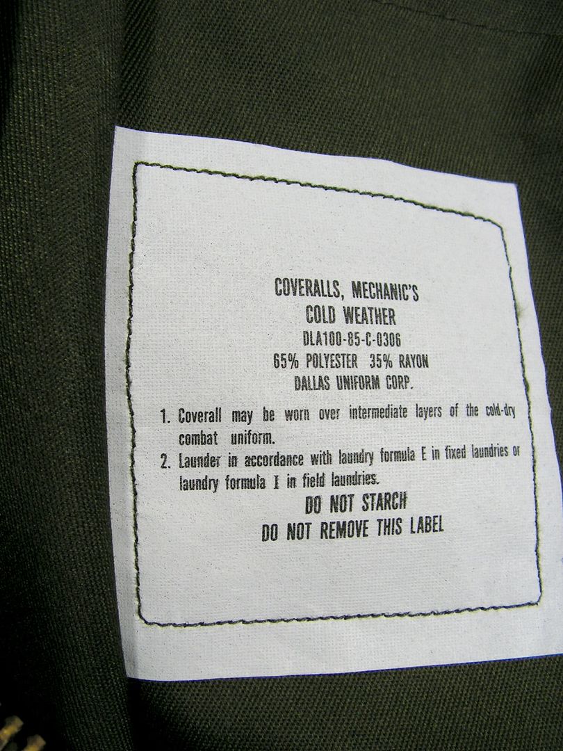 Unworn US Army (M) COLD WEATHER MECHANICS COVERALLS  