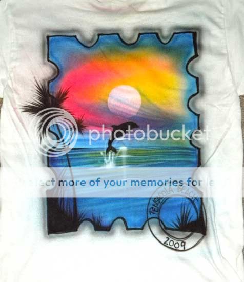 Airbrushed airbrush shirt yin yang bunny beach dolphin  